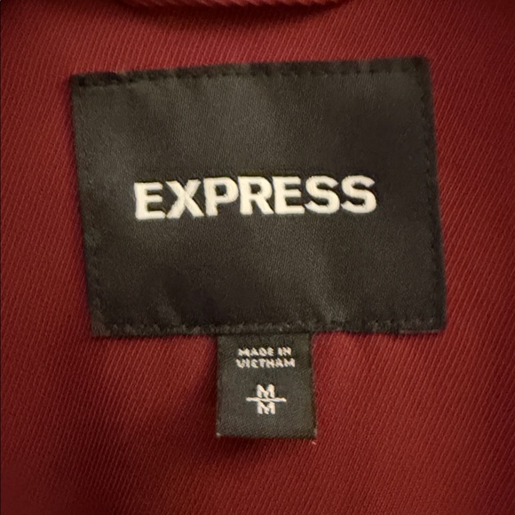 Express Burgundy Belted Long Trench Coat Size Medium - Picture 7 of 8